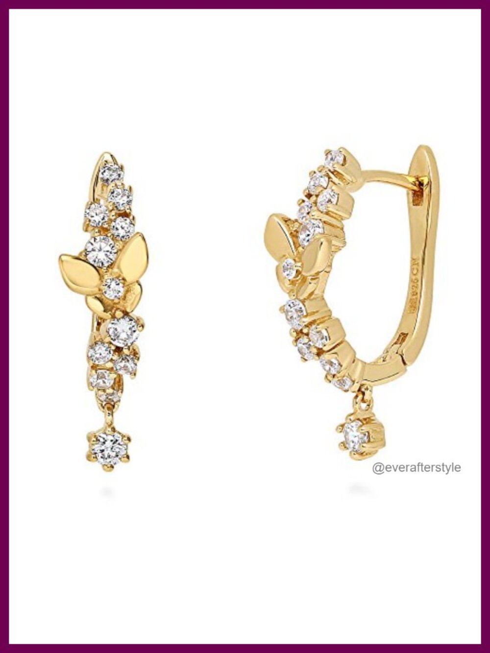 Sterling Silver Gold Flashed CZ Small Statement Hoop Earrings for Women,